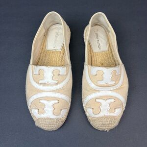 Tory Burch Cream and White Espadrilles
